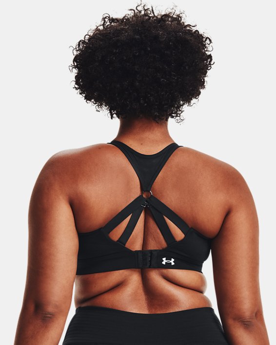 Women's HeatGear® High Solid Sports Bra, Black, pdpMainDesktop image number 6
